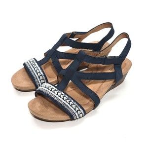 Cobb Hill Women's Slingback comfort Wedge Sandals Blue Sz 9.5